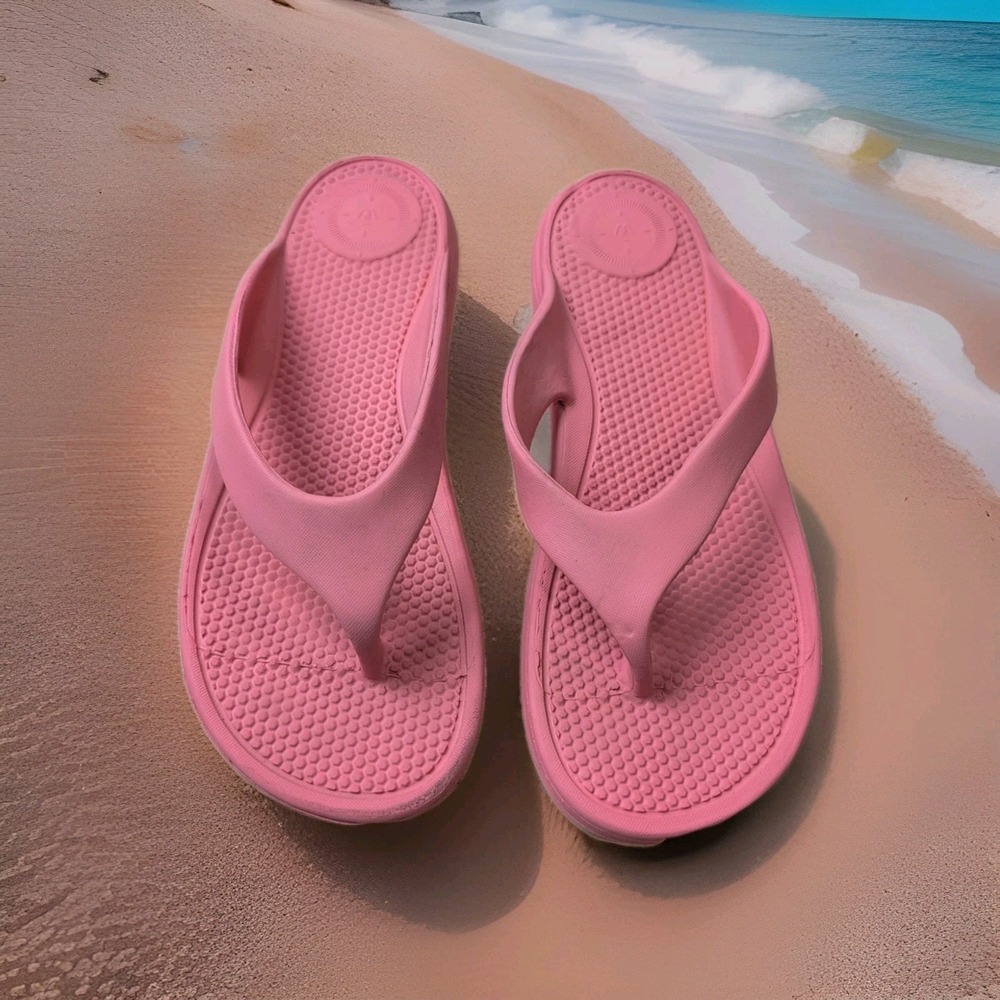 Totes Everywhere Womens Sol Bounce Ara Thong Sandals Coraline Pink Sz 9
